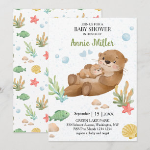 Sea Otter Gender Neutral Baby Shower Invitation