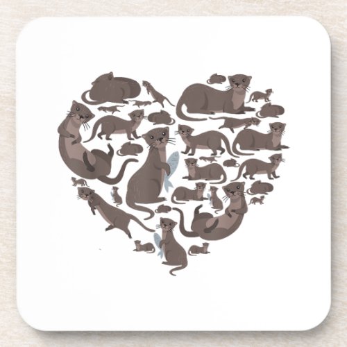 Sea Otter Giant Otter lover otters heart gift men  Beverage Coaster