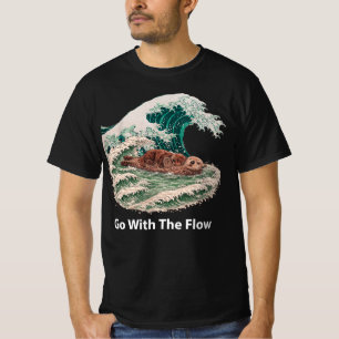 Sea Otter Go With The Flow - Great Wave Japanese T-Shirt