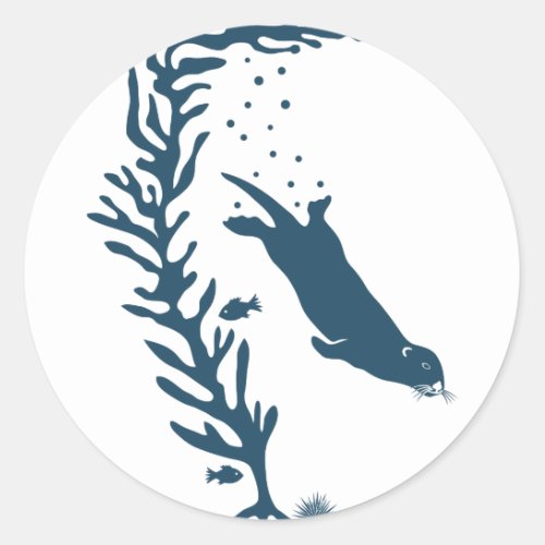 sea otter kelp forest california marine ocean classic round sticker