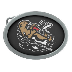 Sea otter oval belt buckle