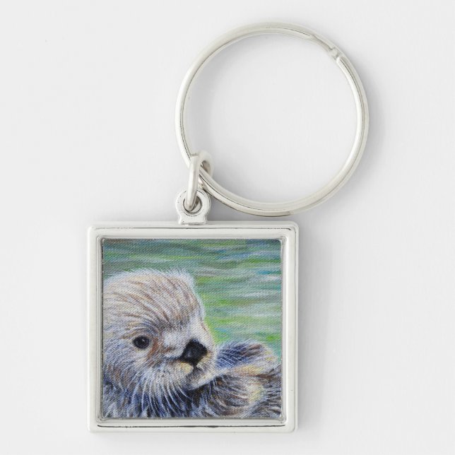 Sea Otter Painting Keychain (Front)