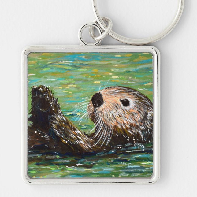 Sea Otter Painting Keychain (Front)