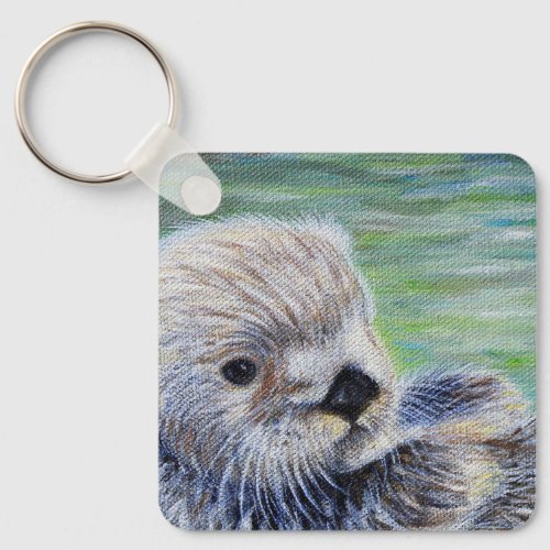 Sea Otter Painting Keychain