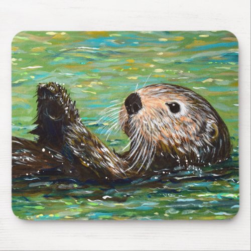 Sea Otter Painting Mouse Pad