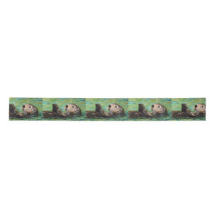 Sea Otter Painting Satin Ribbon