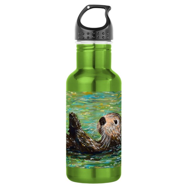 Sea Otter Painting Stainless Steel Water Bottle (Front)