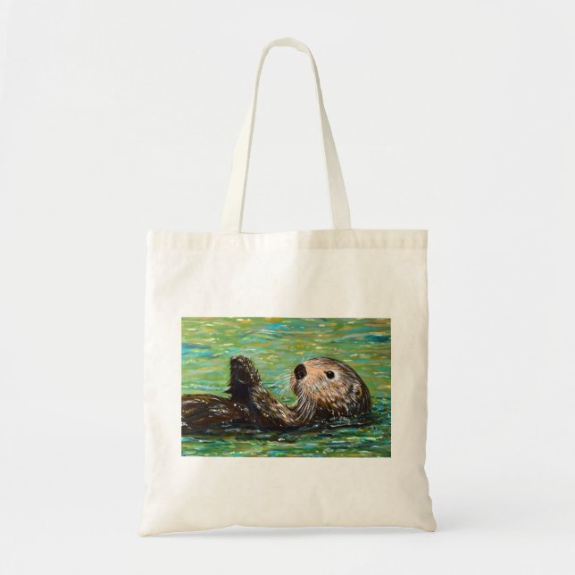 Sea Otter Painting Tote Bag (Front)