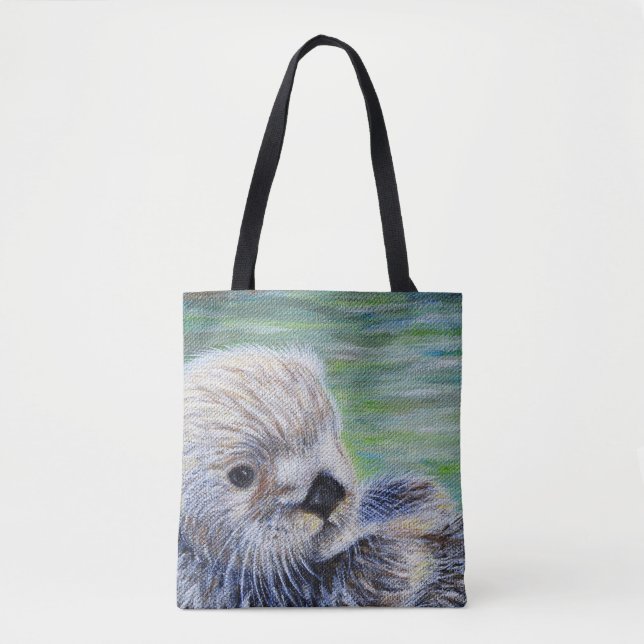 Sea Otter Painting Tote Bag (Front)