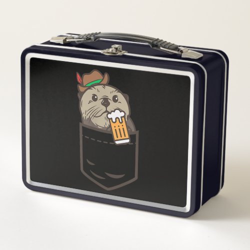 Sea Otter Pocket Drinking Beer Animal German Metal Lunch Box