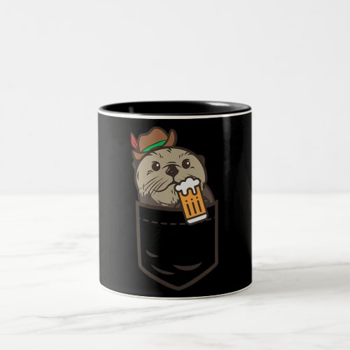 Sea Otter Pocket Drinking Beer Animal German Two_Tone Coffee Mug