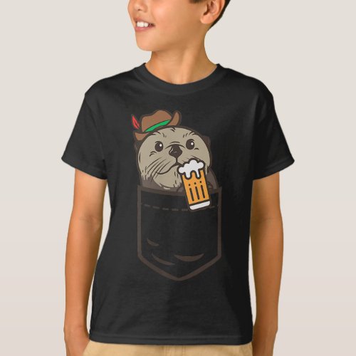 Sea otter pocket drinking beer Otter Lover Gift T_Shirt