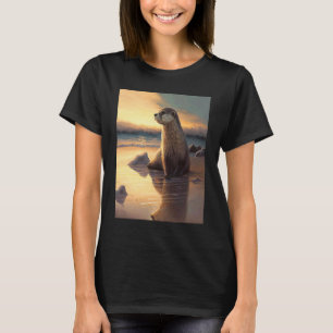 Sea Otter Retro Sunset Cute Otter 3 T-Shirt