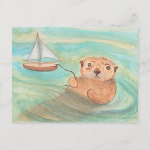 Sea Otter & Sailboat Postcard
