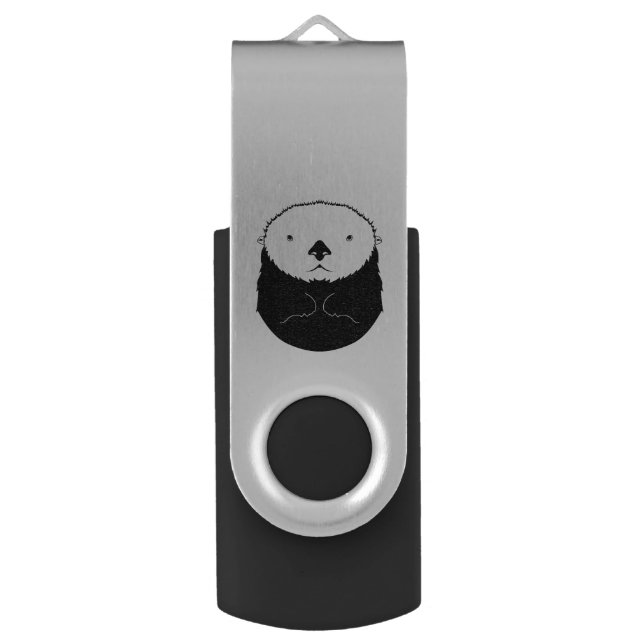 Sea Otter Silhouette Flash Drive (Front Vertical)