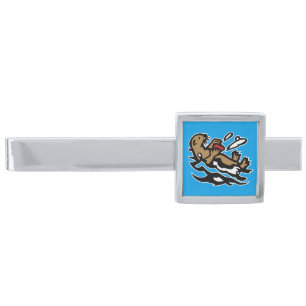 Sea otter silver finish tie bar