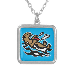 Sea otter silver plated necklace
