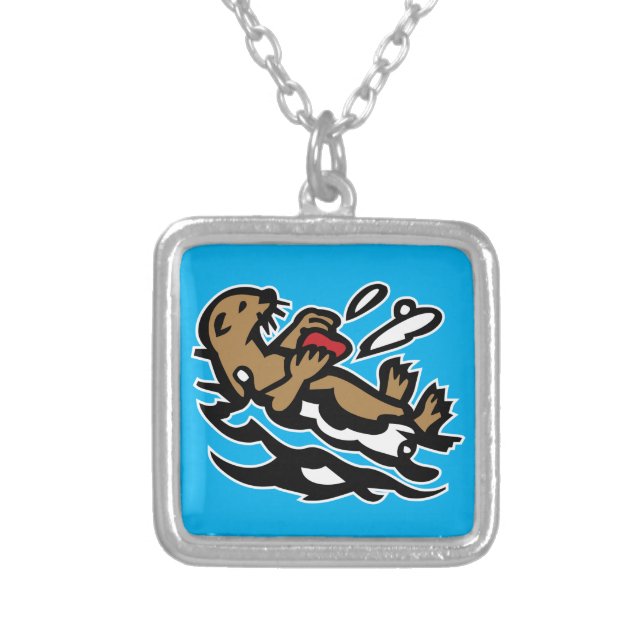 Sea otter silver plated necklace (Front)