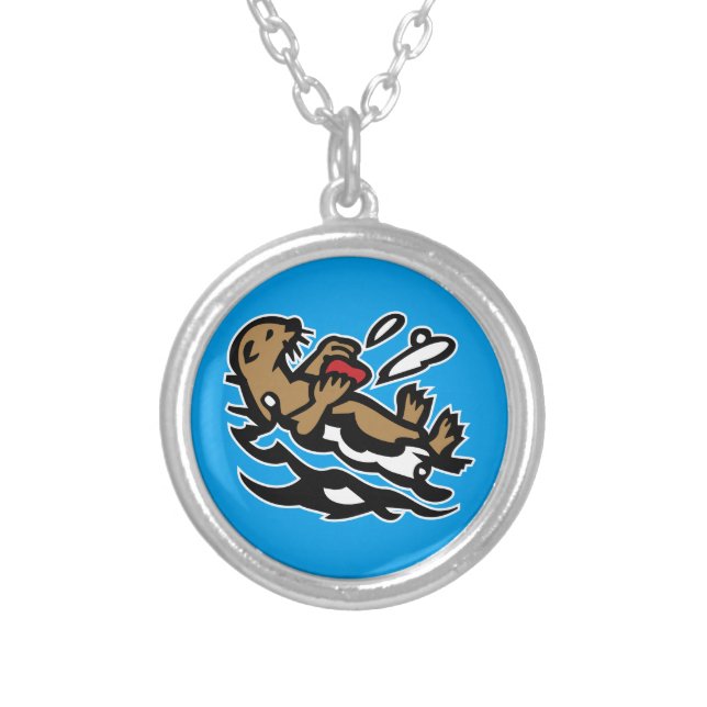 Sea otter silver plated necklace (Front)