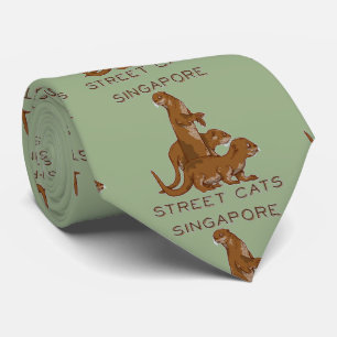 Sea Otter Singapore Street Cats Neck Tie