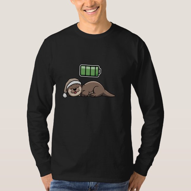 Sea Otter Sleeping Recharging Night Bedtime T-Shirt (Front)