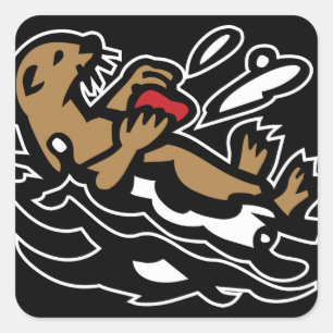 Sea otter square sticker