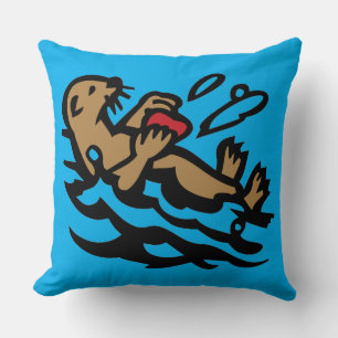 Sea otter throw pillow