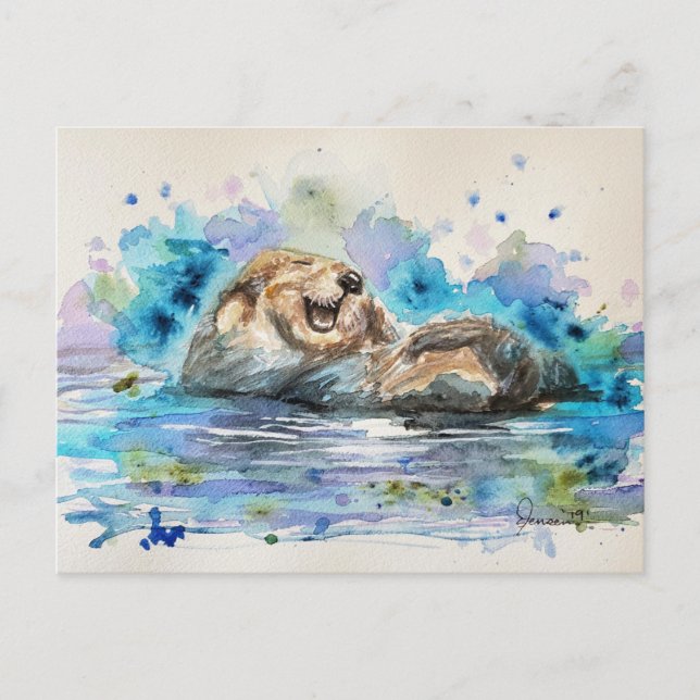 Sea Otter watercolor post card (Front)