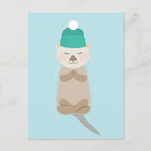 Sea Otter Winter Meditating Holiday Christmas Card
