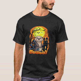 Sea Otter With Pumpkins Funny Scary Halloween Part T-Shirt
