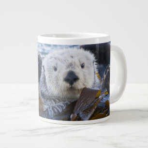 Sea otter wrapped in kelp giant coffee mug