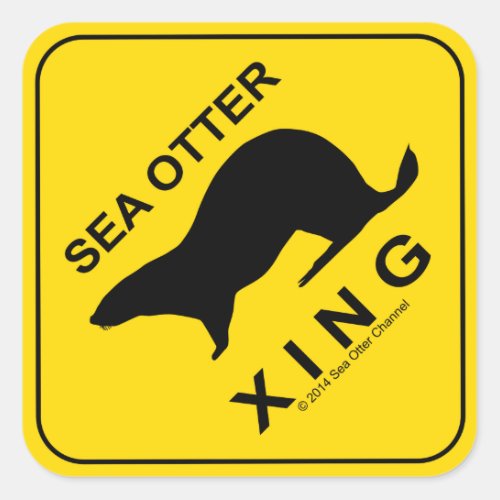 Sea Otter Xing Square Sticker