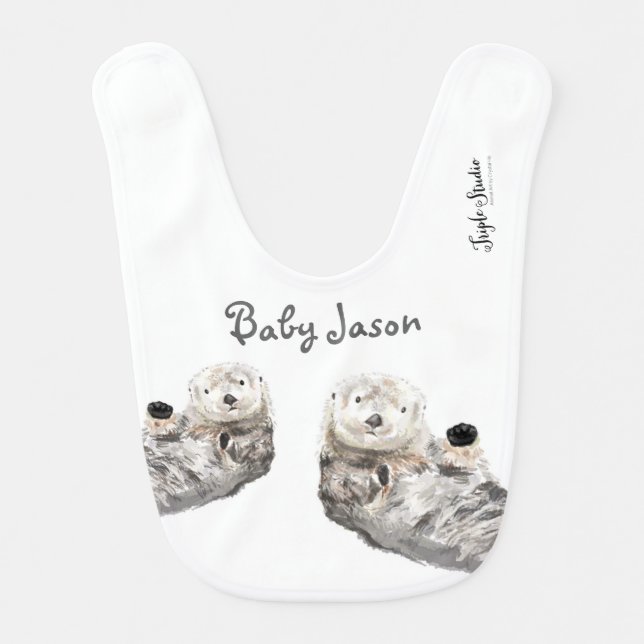 Sea Otters Baby Bib (Front)