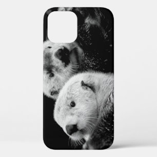 Sea Otters: Black White Pair. iPhone 12 Case