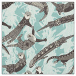 sea otters blue fabric