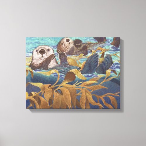 sea otters canvas print