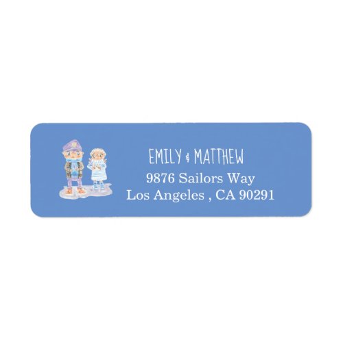 Sea Otters Cartoon Blue Return Address Labels