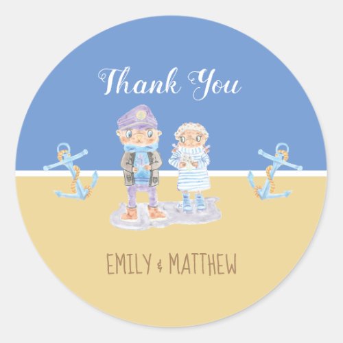 Sea Otters Couple Wedding Thank You Stickers