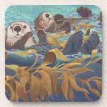 Sea Otters Drink Coaster<br><div class="desc">sea otters "Keepers of the Kelp"</div>