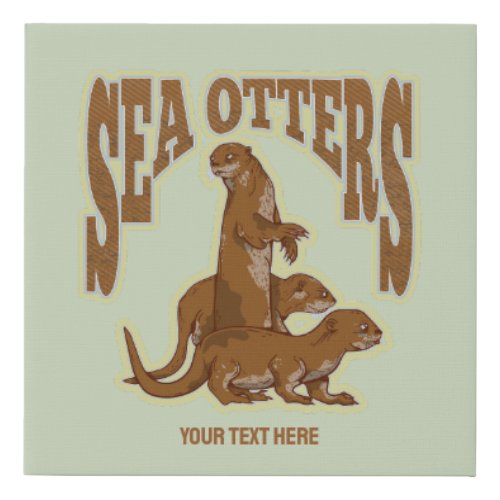 Sea otters faux canvas print