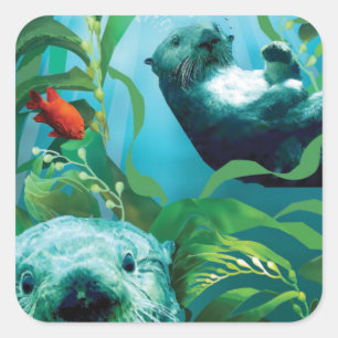 Sea Otter's Garden Square Sticker