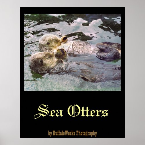 Sea Otters Holding Hands Poster