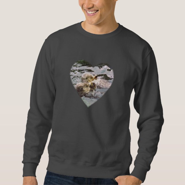 Sea Otters Holding Hands Sweatshirt (Front)