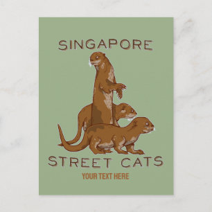 Sea Otters in Singapore Postcard
