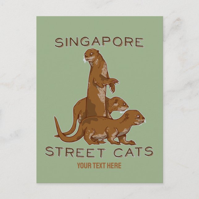 Sea Otters in Singapore Postcard (Front)