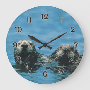 Sea Otters Large Clock