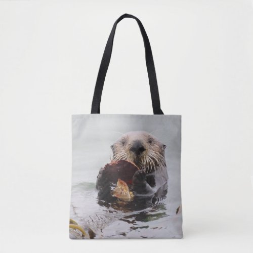 Sea Otters Love Crab for Breakfast Tote Bag