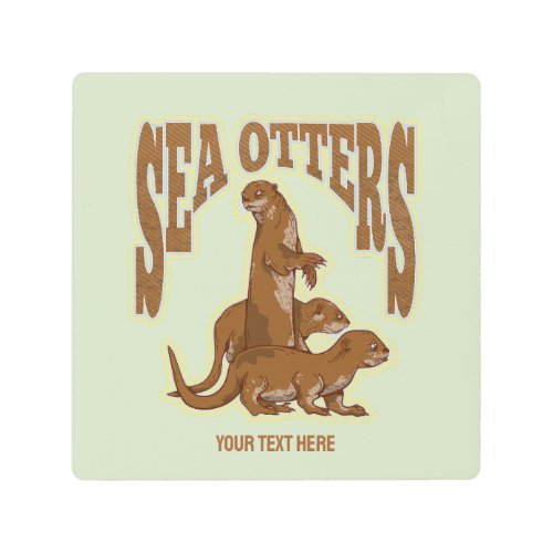 Sea otters metal print