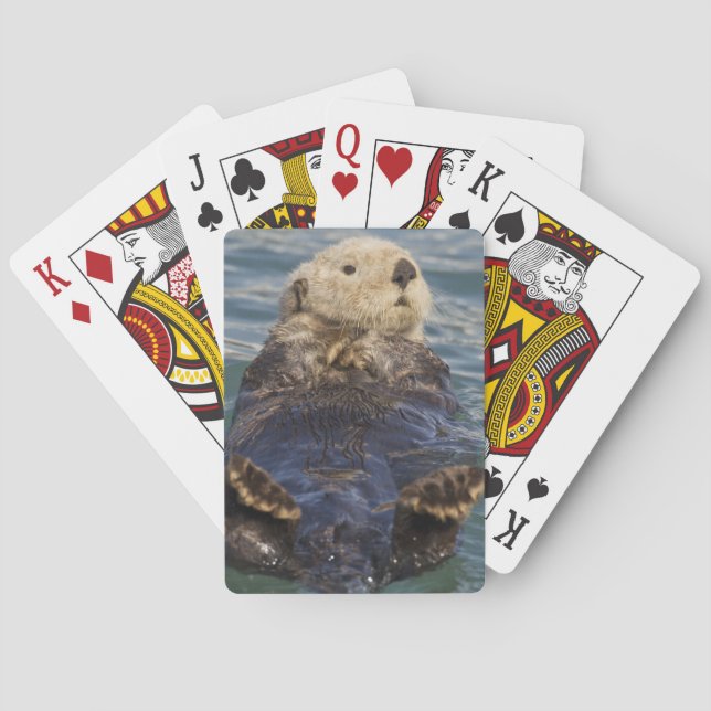 Sea otters play on icebergs at Surprise Inlet Poker Cards (Back)