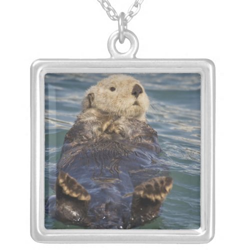 Sea otters play on icebergs at Surprise Inlet Silver Plated Necklace